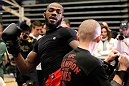 ATLANTA, GA - APRIL 19:  Jon Jones works out for the media during UFC 145 open workouts at GSU Sports Arena on April 19, 2012 in Atlanta, Georgia.  (Photo by Kevin C. Cox/Zuffa LLC/Zuffa LLC via Getty Images)