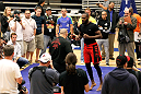 ATLANTA, GA - APRIL 19:  Jon Jones works out for the media during UFC 145 open workouts at GSU Sports Arena on April 19, 2012 in Atlanta, Georgia.  (Photo by Kevin C. Cox/Zuffa LLC/Zuffa LLC via Getty Images)