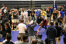 ATLANTA, GA - APRIL 19:  Jon Jones works out for the media during UFC 145 open workouts at GSU Sports Arena on April 19, 2012 in Atlanta, Georgia.  (Photo by Kevin C. Cox/Zuffa LLC/Zuffa LLC via Getty Images)