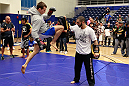 ATLANTA, GA - APRIL 19:  Rory MacDonald of Canada works out for the media during UFC 145 open workouts at GSU Sports Arena on April 19, 2012 in Atlanta, Georgia.  (Photo by Kevin C. Cox/Zuffa LLC/Zuffa LLC via Getty Images)