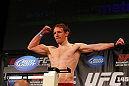 ATLANTA, GA - APRIL 20:  Lightweight fighter Mark Bocek weighs in for his bout against John Alessio during the UFC 145 official weigh in at Fox Theatre on April 20, 2012 in Atlanta, Georgia.  (Photo by Al Bello/Zuffa LLC/Zuffa LLC via Getty Images)