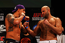 ATLANTA, GA - APRIL 20:  Heavyweight fighters Brendan Schaub (L) and Ben Rothwell square off during the UFC 145 official weigh in at Fox Theatre on April 20, 2012 in Atlanta, Georgia.  (Photo by Al Bello/Zuffa LLC/Zuffa LLC via Getty Images)