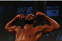 ATLANTA, GA - APRIL 20:  Light Heavyweight fighter Jon Jones weighs in for his bout with Rashad Evans during the UFC 145 official weigh in at Fox Theatre on April 20, 2012 in Atlanta, Georgia.  (Photo by Al Bello/Zuffa LLC/Zuffa LLC via Getty Images)