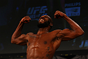 ATLANTA, GA - APRIL 20:  Jon Jones weighs in during the UFC 145 official weigh in at Fox Theatre on April 20, 2012 in Atlanta, Georgia.  (Photo by Al Bello/Zuffa LLC/Zuffa LLC via Getty Images)