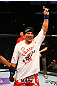 ATLANTA, GA - APRIL 21:  Chris Clements celebrates defeating Keith Wisniewski by split decision during their welterweight bout for UFC 145 at Philips Arena on April 21, 2012 in Atlanta, Georgia.  (Photo by Al Bello/Zuffa LLC/Zuffa LLC via Getty Images)