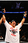ATLANTA, GA - APRIL 21:  Chris Clements celebrates defeating Keith Wisniewski  by split decision during their welterweight bout for UFC 145 at Philips Arena on April 21, 2012 in Atlanta, Georgia.  (Photo by Al Bello/Zuffa LLC/Zuffa LLC via Getty Images)