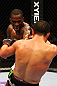 ATLANTA, GA - APRIL 21:  Anthony Njokuani (back) punches John Makdessi during their lightweight bout for UFC 145 at Philips Arena on April 21, 2012 in Atlanta, Georgia.  (Photo by Al Bello/Zuffa LLC/Zuffa LLC via Getty Images)