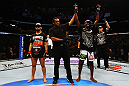 ATLANTA, GA - APRIL 21:  Anthony Njokuani (R) celebrates after defeating John Makdessi (L) by unanimous decision during their lightweight bout for UFC 145 at Philips Arena on April 21, 2012 in Atlanta, Georgia.  (Photo by Al Bello/Zuffa LLC/Zuffa LLC via Getty Images)