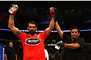 ATLANTA, GA - APRIL 21:  Matt Brown (L) celebrates defeating Stephen Thompson dy unanimous decision during their welterweight bout for UFC 145 at Philips Arena on April 21, 2012 in Atlanta, Georgia.  (Photo by Al Bello/Zuffa LLC/Zuffa LLC via Getty Images)