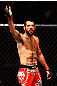 ATLANTA, GA - APRIL 21:  Matt Brown gets the crowd excited during his welterweight bout against Stephen Thompson for UFC 145 at Philips Arena on April 21, 2012 in Atlanta, Georgia.  (Photo by Al Bello/Zuffa LLC/Zuffa LLC via Getty Images)