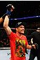 ATLANTA, GA - APRIL 21:  Michael McDonald celebrates defeating Miguel Angel Torres by knockout in the first round during their Bantamweight bout for UFC 145 at Philips Arena on April 21, 2012 in Atlanta, Georgia.  (Photo by Al Bello/Zuffa LLC/Zuffa LLC via Getty Images)