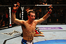 ATLANTA, GA - APRIL 21:  Rory MacDonald celebrates as he defeats Che Mills by TKO during their welterweight bout for UFC 145 at Philips Arena on April 21, 2012 in Atlanta, Georgia.  (Photo by Al Bello/Zuffa LLC/Zuffa LLC via Getty Images)
