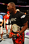 ATLANTA, GA - APRIL 21:  Jon Jones celebrates defeating Rashad Evans by unanimous decision in their light heavyweight title bout for UFC 145 at Philips Arena on April 21, 2012 in Atlanta, Georgia.  (Photo by Al Bello/Zuffa LLC/Zuffa LLC via Getty Images)