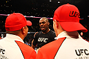 ATLANTA, GA - APRIL 21:  Jon Jones celebrates defeating Rashad Evans by unanimous decision in their light heavyweight title bout for UFC 145 at Philips Arena on April 21, 2012 in Atlanta, Georgia.  (Photo by Al Bello/Zuffa LLC/Zuffa LLC via Getty Images)