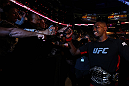 ATLANTA, GA - APRIL 21:  Jon Jones celebrates with fans after defeating Rashad Evans by unanimous decision in their light heavyweight title bout for UFC 145 at Philips Arena on April 21, 2012 in Atlanta, Georgia.  (Photo by Al Bello/Zuffa LLC/Zuffa LLC via Getty Images)