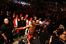 ATLANTA, GA - APRIL 21:  Jon Jones prepares for his light heavyweight title bout against Rashad Evans for UFC 145 at Philips Arena on April 21, 2012 in Atlanta, Georgia.  (Photo by Al Bello/Zuffa LLC/Zuffa LLC via Getty Images)