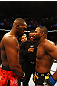 ATLANTA, GA - APRIL 21:  Jon Jones (R) squares off with Rashad Evans prior to their light heavyweight title bout for UFC 145 at Philips Arena on April 21, 2012 in Atlanta, Georgia.  (Photo by Al Bello/Zuffa LLC/Zuffa LLC via Getty Images)