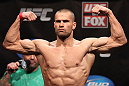 EAST RUTHERFORD, NJ - MAY 04:  Karlos Vemola weighs in during the UFC on FOX official weigh in at Izod Center on May 4, 2012 in East Rutherford, New Jersey.  (Photo by Josh Hedges/Zuffa LLC/Zuffa LLC via Getty Images)