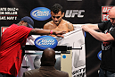EAST RUTHERFORD, NJ - MAY 04:  John Lineker weighs in during the UFC on FOX official weigh in at Izod Center on May 4, 2012 in East Rutherford, New Jersey.  (Photo by Josh Hedges/Zuffa LLC/Zuffa LLC via Getty Images)