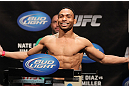 EAST RUTHERFORD, NJ - MAY 04:  John Dodson weighs in during the UFC on FOX official weigh in at Izod Center on May 4, 2012 in East Rutherford, New Jersey.  (Photo by Josh Hedges/Zuffa LLC/Zuffa LLC via Getty Images)
