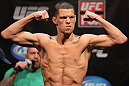 EAST RUTHERFORD, NJ - MAY 04:  Nate Diaz weighs in during the UFC on FOX official weigh in at Izod Center on May 4, 2012 in East Rutherford, New Jersey.  (Photo by Josh Hedges/Zuffa LLC/Zuffa LLC via Getty Images)