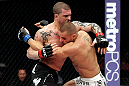 EAST RUTHERFORD, NJ - MAY 05:  Karlos Vemola (R) and Mike Massenzio (L) fight during thier Middleweight bout at Izod Center on May 5, 2012 in East Rutherford, New Jersey.  (Photo by Josh Hedges/Zuffa LLC/Zuffa LLC via Getty Images)