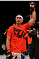 EAST RUTHERFORD, NJ - MAY 05:  Danny Castillo celebrates after defeating John Cholish in thier Lightweight bout at Izod Center on May 5, 2012 in East Rutherford, New Jersey.  (Photo by Josh Hedges/Zuffa LLC/Zuffa LLC via Getty Images)
