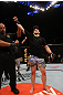 EAST RUTHERFORD, NJ - MAY 05:  Alan Belcher celebrates after defeating Rousimar Palhares in thier Middleweight bout at Izod Center on May 5, 2012 in East Rutherford, New Jersey.  (Photo by Josh Hedges/Zuffa LLC/Zuffa LLC via Getty Images)