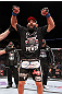 EAST RUTHERFORD, NJ - MAY 05:  Johny Hendricks celebrates after defeating Josh Koscheck in thier Welterweight bout at Izod Center on May 5, 2012 in East Rutherford, New Jersey.  (Photo by Josh Hedges/Zuffa LLC/Zuffa LLC via Getty Images)