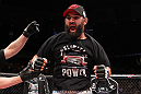 EAST RUTHERFORD, NJ - MAY 05:  Johny Hendricks celebrates after defeating Josh Koscheck in thier Welterweight bout at Izod Center on May 5, 2012 in East Rutherford, New Jersey.  (Photo by Josh Hedges/Zuffa LLC/Zuffa LLC via Getty Images)