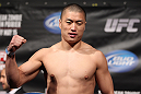 FAIRFAX, VA - MAY 14:  Dongi Yang makes weight during the UFC on Fuel TV official weigh in at Patriot Center on May 14, 2012 in Fairfax, Virginia.  (Photo by Josh Hedges/Zuffa LLC/Zuffa LLC via Getty Images)
