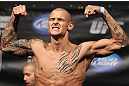 FAIRFAX, VA - MAY 14:  Dustin Poirier makes weight during the UFC on Fuel TV official weigh in at Patriot Center on May 14, 2012 in Fairfax, Virginia.  (Photo by Josh Hedges/Zuffa LLC/Zuffa LLC via Getty Images)