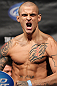 FAIRFAX, VA - MAY 14:  Dustin Poirier makes weight during the UFC on Fuel TV official weigh in at Patriot Center on May 14, 2012 in Fairfax, Virginia.  (Photo by Josh Hedges/Zuffa LLC/Zuffa LLC via Getty Images)