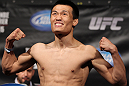 FAIRFAX, VA - MAY 14:  "The Korean Zombie" Chan Sung Jung makes weight during the UFC on Fuel TV official weigh in at Patriot Center on May 14, 2012 in Fairfax, Virginia.  (Photo by Josh Hedges/Zuffa LLC/Zuffa LLC via Getty Images)