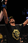 FAIRFAX, VA - MAY 15:  Johnny Eduardo reacts after defeating Jeff Curran in a bantamweight bout during the UFC on Fuel TV event at Patriot Center on May 15, 2012 in Fairfax, Virginia.  (Photo by Josh Hedges/Zuffa LLC/Zuffa LLC via Getty Images)