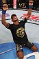FAIRFAX, VA - MAY 15:  Johnny Eduardo reacts after defeating Jeff Curran in a bantamweight bout during the UFC on Fuel TV event at Patriot Center on May 15, 2012 in Fairfax, Virginia.  (Photo by Josh Hedges/Zuffa LLC/Zuffa LLC via Getty Images)