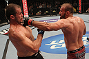 FAIRFAX, VA - MAY 15:  (R-L) Igor Pokrajac punches Fabio Maldonado in a light heavyweight bout during the UFC on Fuel TV event at Patriot Center on May 15, 2012 in Fairfax, Virginia.  (Photo by Josh Hedges/Zuffa LLC/Zuffa LLC via Getty Images)