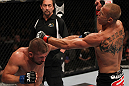 FAIRFAX, VA - MAY 15:  (L-R) Jeremy Stephens and Donald "Cowboy" Cerrone trade punches in a lightweight bout during the UFC on Fuel TV event at Patriot Center on May 15, 2012 in Fairfax, Virginia.  (Photo by Josh Hedges/Zuffa LLC/Zuffa LLC via Getty Images)