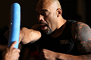 LAS VEGAS, NV - MAY 23:   Lavar Johnson works out for the media and fans during the UFC 146 Open Workouts at MGM Grand on May 23, 2012 in Las Vegas, Nevada.  (Photo by Josh Hedges/Zuffa LLC/Zuffa LLC via Getty Images)