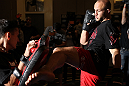 LAS VEGAS, NV - MAY 23:   Dave Herman works out for the media and fans during the UFC 146 Open Workouts at MGM Grand on May 23, 2012 in Las Vegas, Nevada.  (Photo by Josh Hedges/Zuffa LLC/Zuffa LLC via Getty Images)