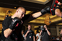LAS VEGAS, NV - MAY 23:   Dave Herman works out for the media and fans during the UFC 146 Open Workouts at MGM Grand on May 23, 2012 in Las Vegas, Nevada.  (Photo by Josh Hedges/Zuffa LLC/Zuffa LLC via Getty Images)