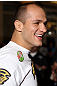 LAS VEGAS, NV - MAY 23:   UFC Heavyweight Champion Junior dos Santos works out for the media and fans during the UFC 146 Open Workouts at MGM Grand on May 23, 2012 in Las Vegas, Nevada.  (Photo by Josh Hedges/Zuffa LLC/Zuffa LLC via Getty Images)