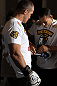 LAS VEGAS, NV - MAY 23:   UFC Heavyweight Champion Junior dos Santos works out for the media and fans during the UFC 146 Open Workouts at MGM Grand on May 23, 2012 in Las Vegas, Nevada.  (Photo by Josh Hedges/Zuffa LLC/Zuffa LLC via Getty Images)
