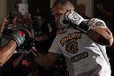 LAS VEGAS, NV - MAY 23:   UFC Heavyweight Champion Junior dos Santos works out for the media and fans during the UFC 146 Open Workouts at MGM Grand on May 23, 2012 in Las Vegas, Nevada.  (Photo by Josh Hedges/Zuffa LLC/Zuffa LLC via Getty Images)