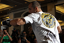 LAS VEGAS, NV - MAY 23:   UFC Heavyweight Champion Junior dos Santos works out for the media and fans during the UFC 146 Open Workouts at MGM Grand on May 23, 2012 in Las Vegas, Nevada.  (Photo by Josh Hedges/Zuffa LLC/Zuffa LLC via Getty Images)