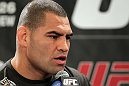 LAS VEGAS, NV - MAY 24:   Former UFC Heavyweight Champion Cain Velasquez attends the UFC 146 press conference at MGM Grand on May 24, 2012 in Las Vegas, Nevada.  (Photo by Josh Hedges/Zuffa LLC/Zuffa LLC via Getty Images)