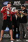 LAS VEGAS, NV - MAY 24:   (L-R) Opponents Stefan Struve and Lavar Johnson face off during the UFC 146 press conference at MGM Grand on May 24, 2012 in Las Vegas, Nevada.  (Photo by Josh Hedges/Zuffa LLC/Zuffa LLC via Getty Images)