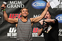 LAS VEGAS, NV - MAY 25:   Urijah Faber interacts with fans during a Q&A session before the UFC 146 official weigh in at the MGM Grand Garden Arena on May 25, 2012 in Las Vegas, Nevada.  (Photo by Josh Hedges/Zuffa LLC/Zuffa LLC via Getty Images)
