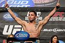 LAS VEGAS, NV - MAY 25:   Daniel Pineda makes weight during the UFC 146 official weigh in at the MGM Grand Garden Arena on May 25, 2012 in Las Vegas, Nevada.  (Photo by Josh Hedges/Zuffa LLC/Zuffa LLC via Getty Images)