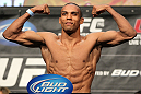 LAS VEGAS, NV - MAY 25:   Edson Barboza makes weight during the UFC 146 official weigh in at the MGM Grand Garden Arena on May 25, 2012 in Las Vegas, Nevada.  (Photo by Josh Hedges/Zuffa LLC/Zuffa LLC via Getty Images)